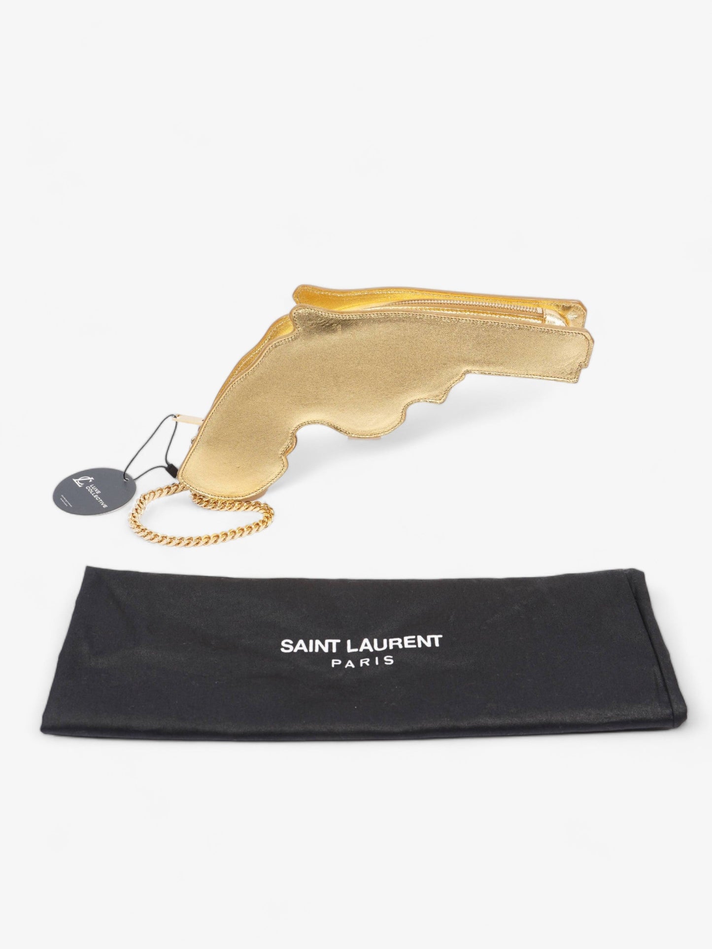 Saint Laurent Pistol Clutch Gold Leather