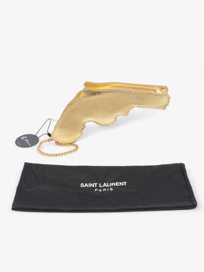 Saint Laurent Pistol Clutch Gold Leather