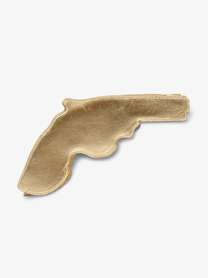 Saint Laurent Pistol Clutch Gold Leather