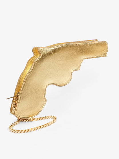 Saint Laurent Pistol Clutch Gold Leather
