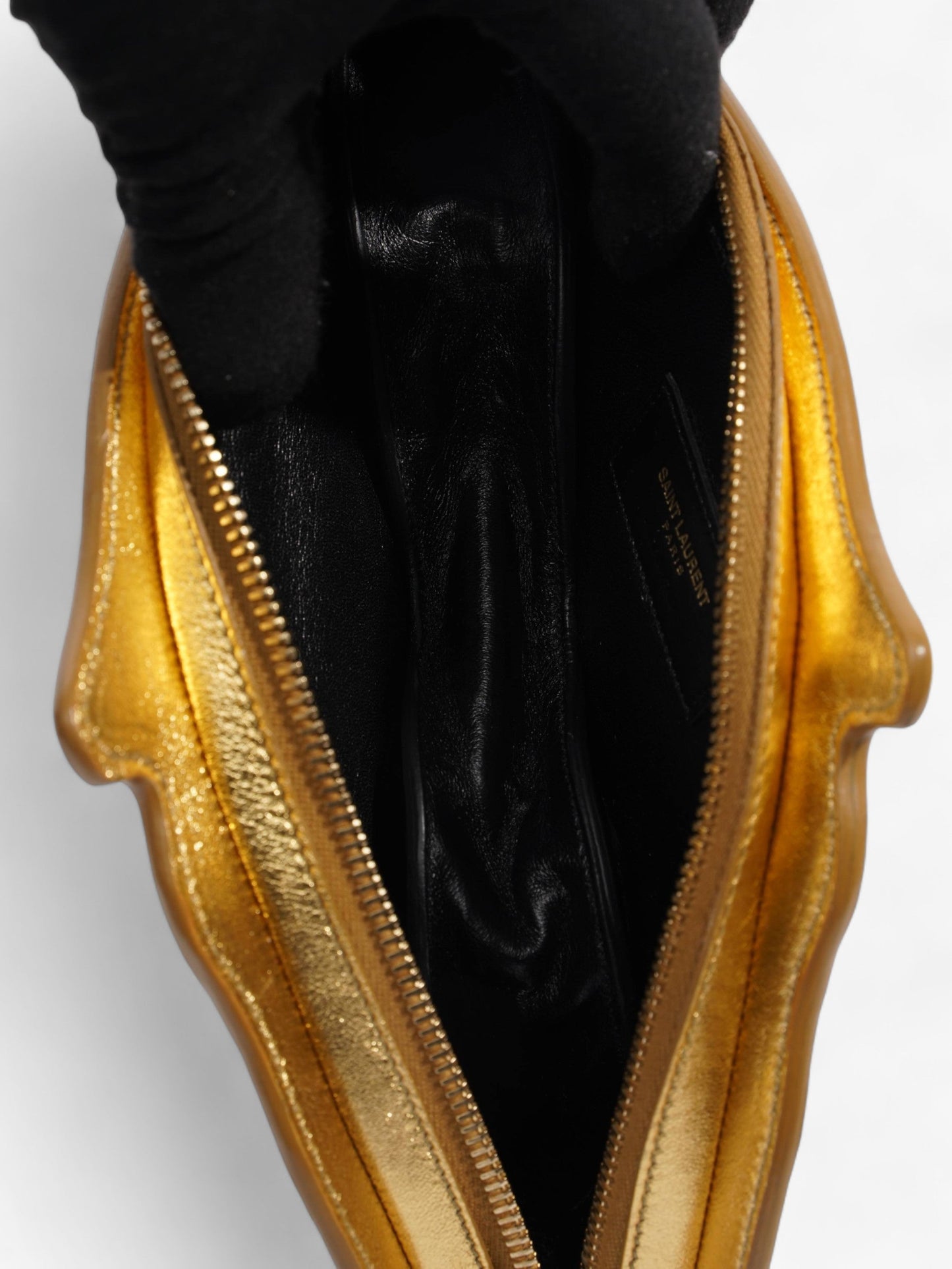 Saint Laurent Pistol Clutch Gold Leather