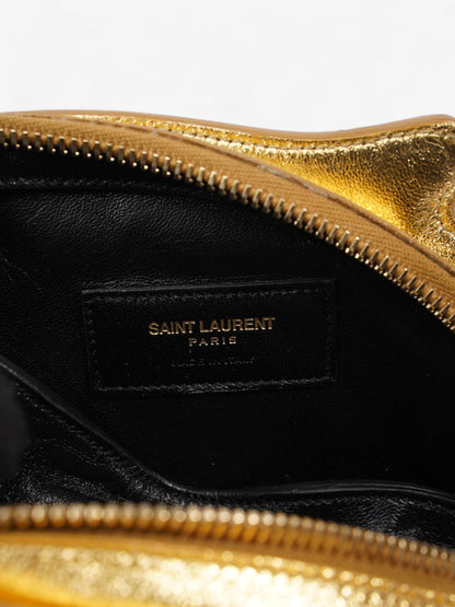 Saint Laurent Pistol Clutch Gold Leather