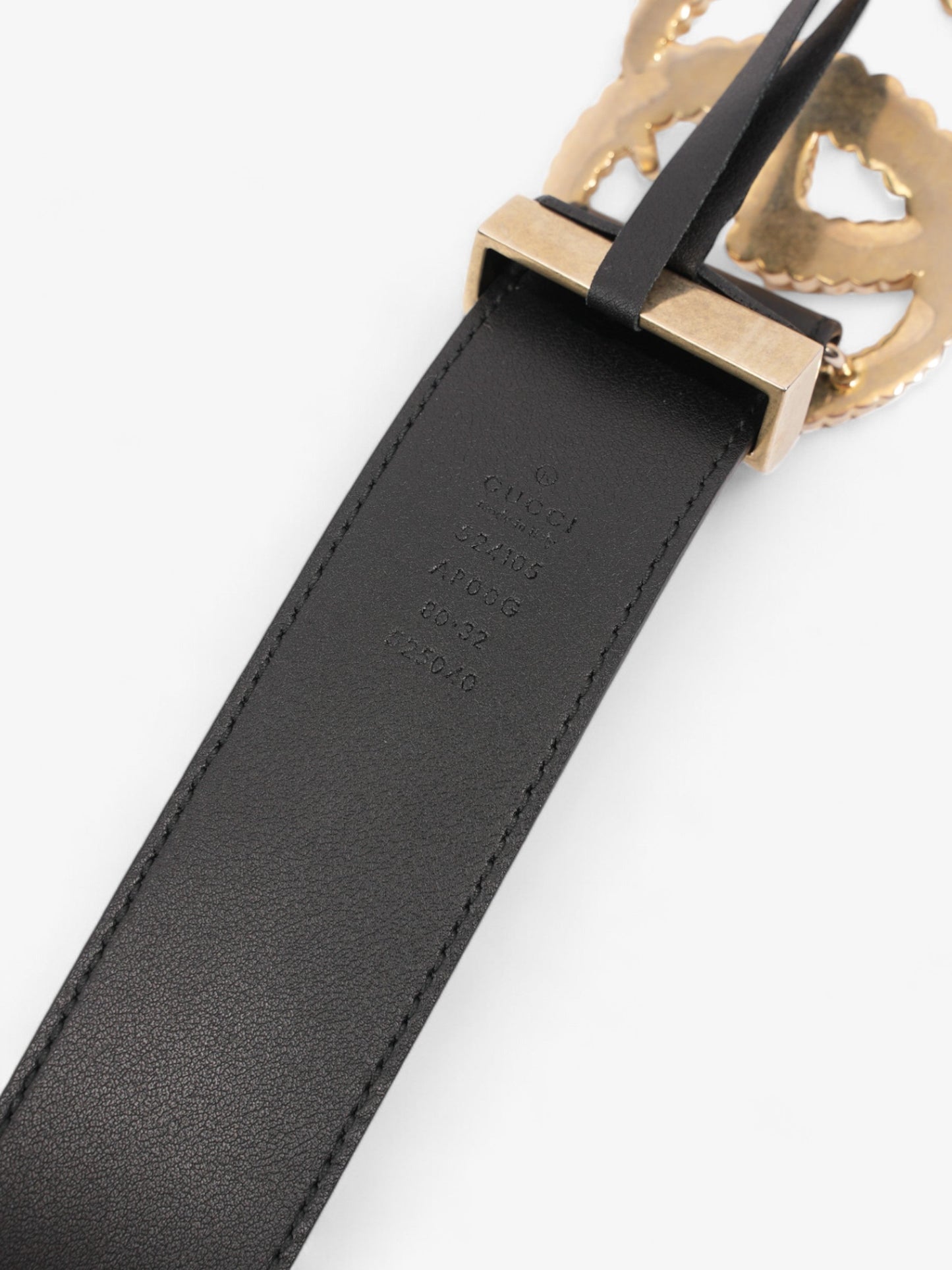 Gucci Double G Belt Black / Gold Leather 80cm / 32"