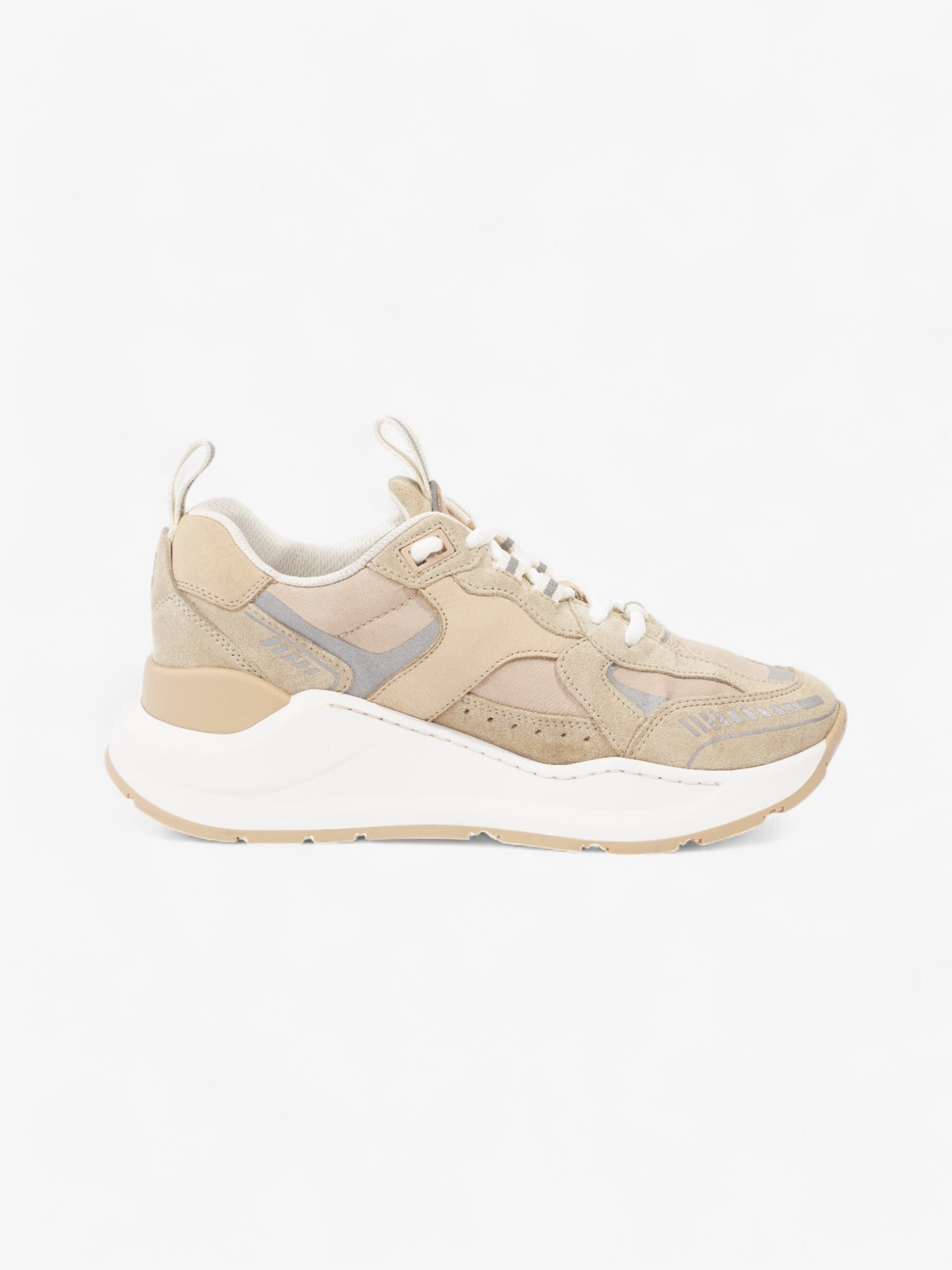 Burberry Sean Mixed Media Sneakers Beige  / Silver Suede EU 37 UK 4