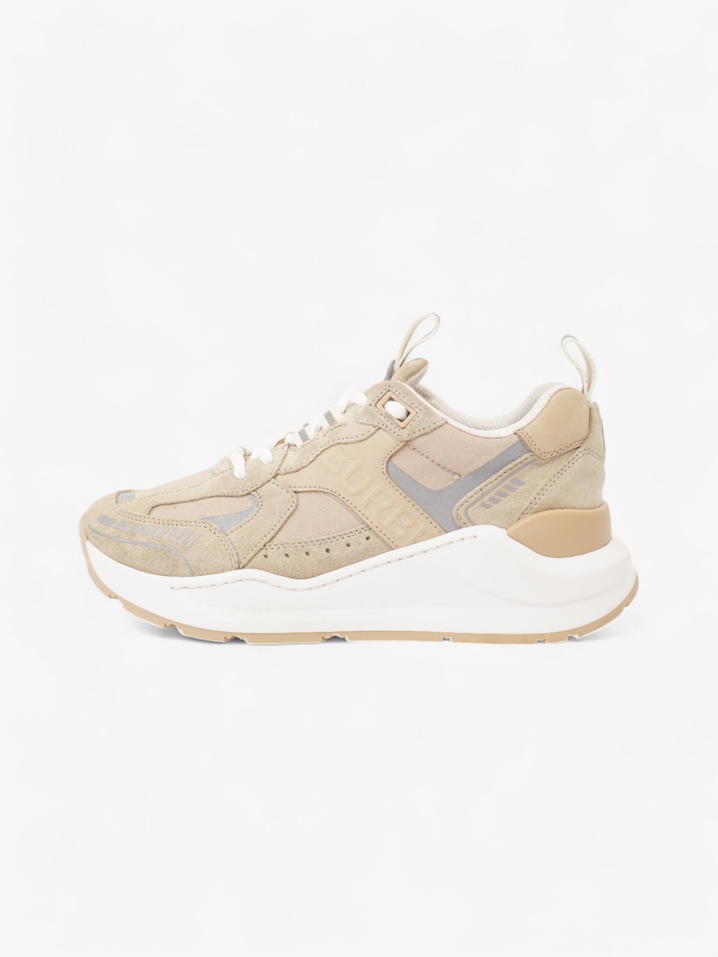 Burberry Sean Mixed Media Sneakers Beige  / Silver Suede EU 37 UK 4