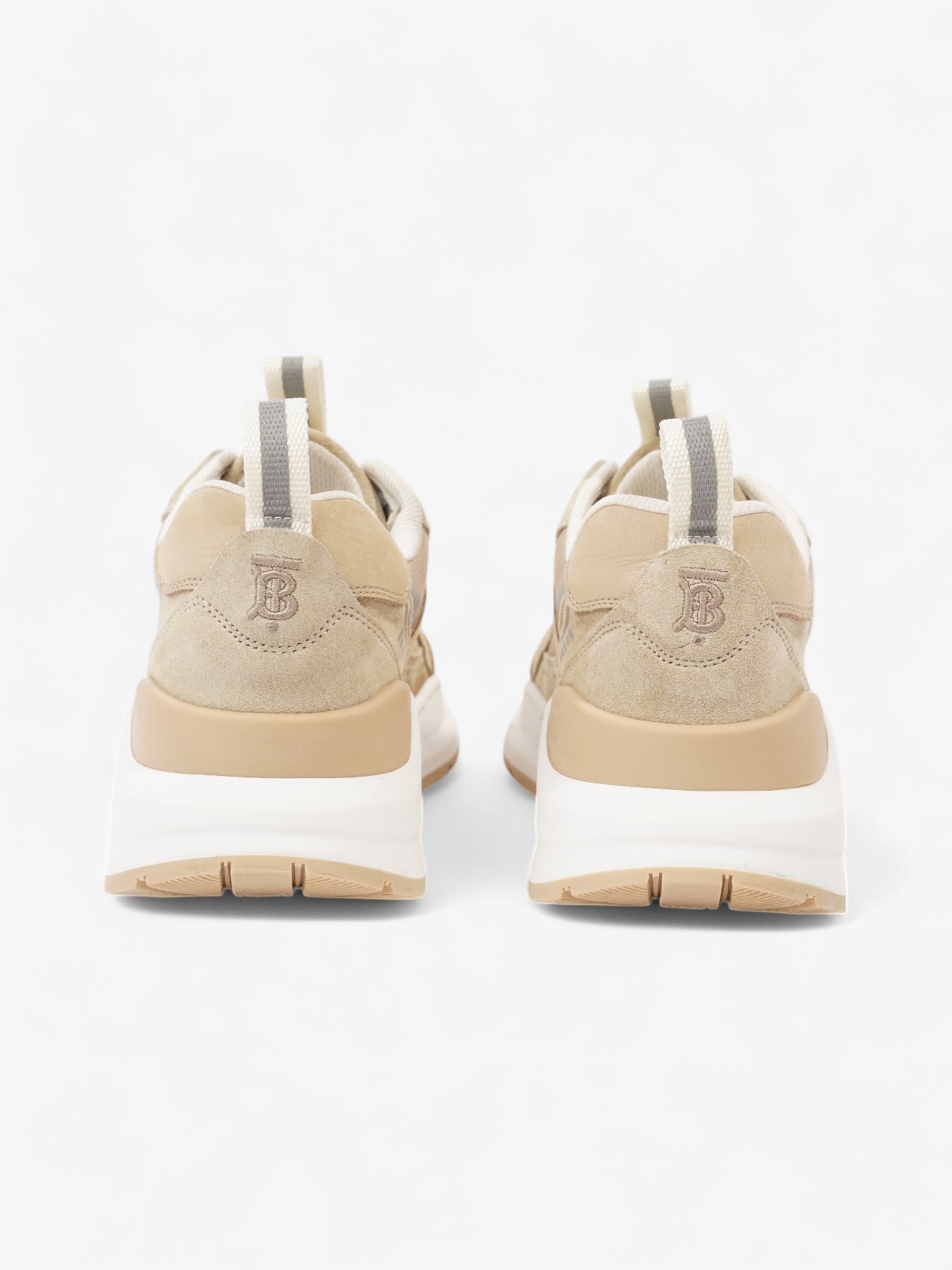 Burberry Sean Mixed Media Sneakers Beige  / Silver Suede EU 37 UK 4