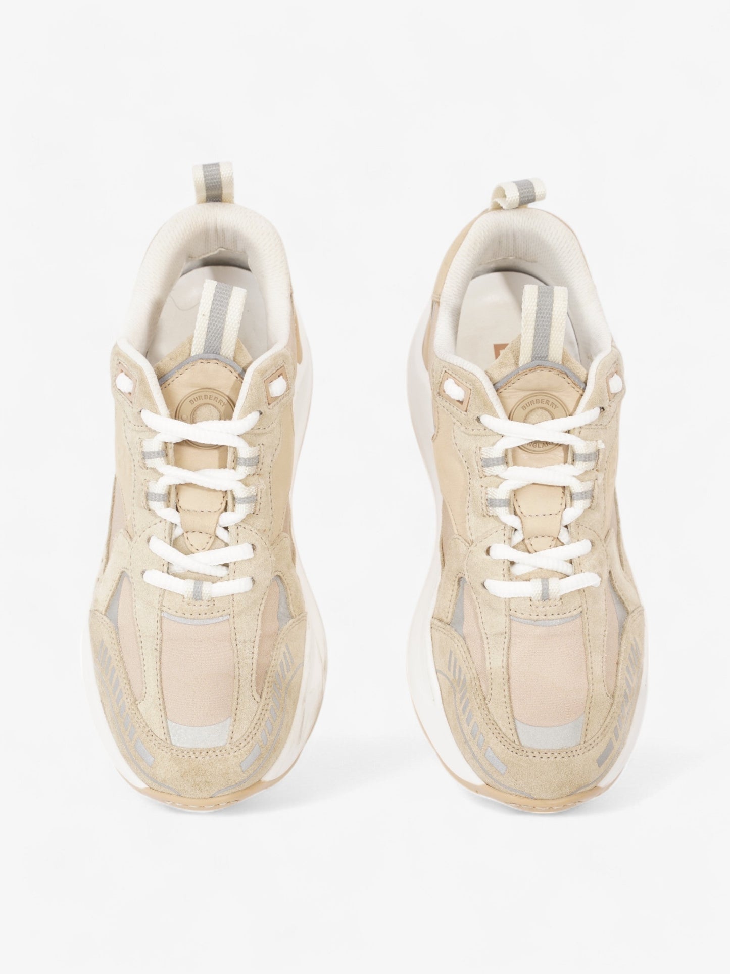 Burberry Sean Mixed Media Sneakers Beige  / Silver Suede EU 37 UK 4