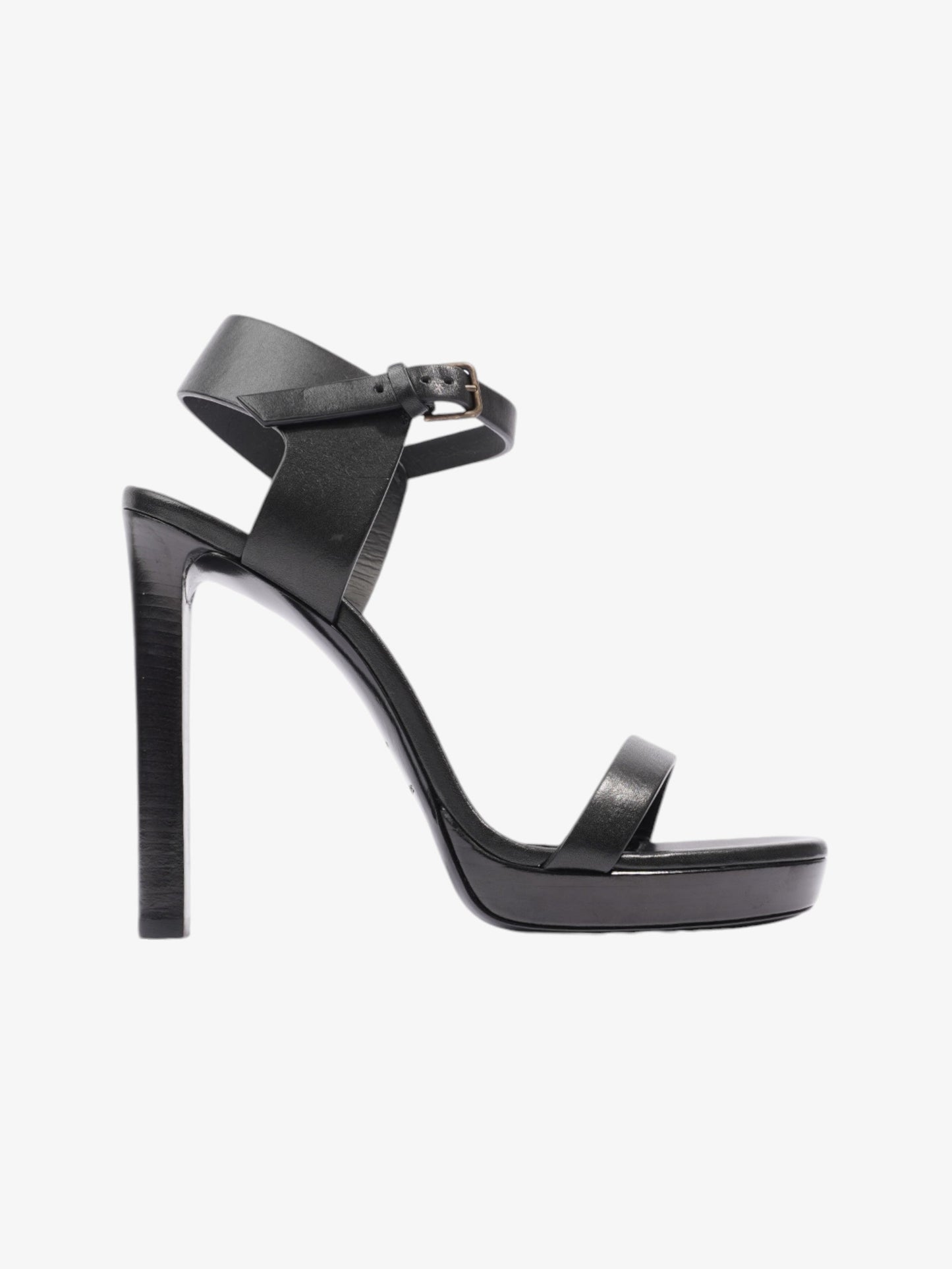 Saint Laurent Ankle Strap Heels 120 Black Leather EU 39 UK 6