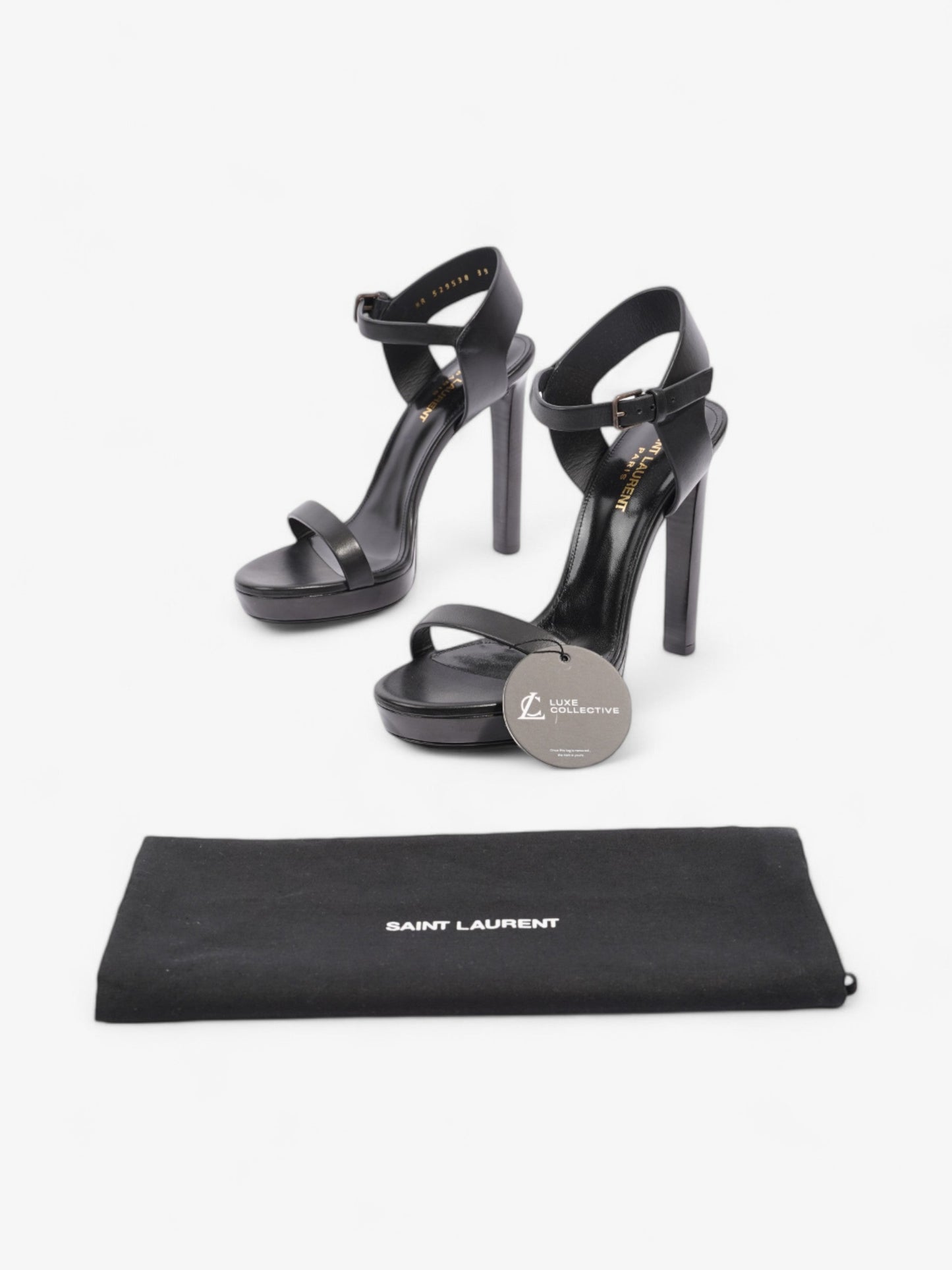 Saint Laurent Ankle Strap Heels 120 Black Leather EU 39 UK 6