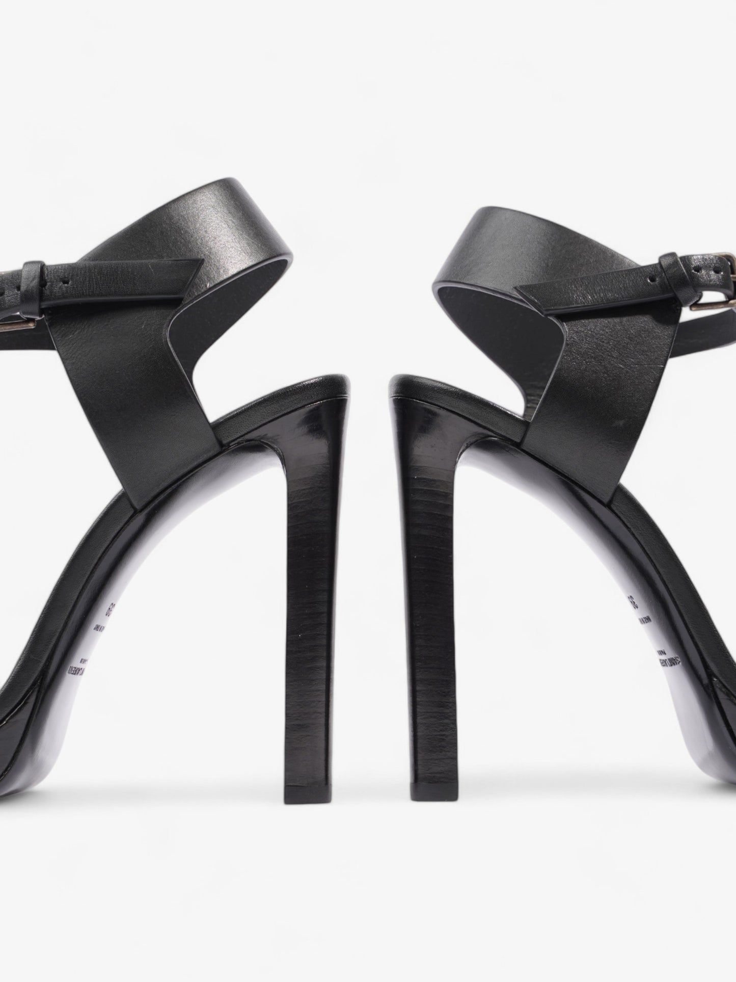 Saint Laurent Ankle Strap Heels 120 Black Leather EU 39 UK 6