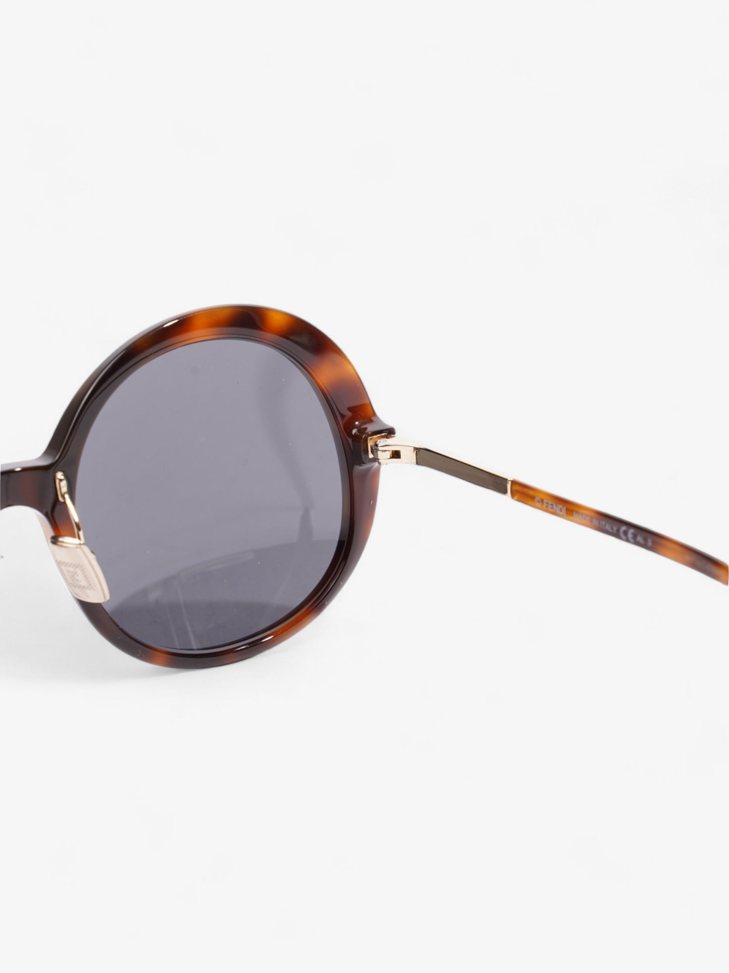 Fendi Round Sunglasses Havana Brown / Gold Acetate 140mm