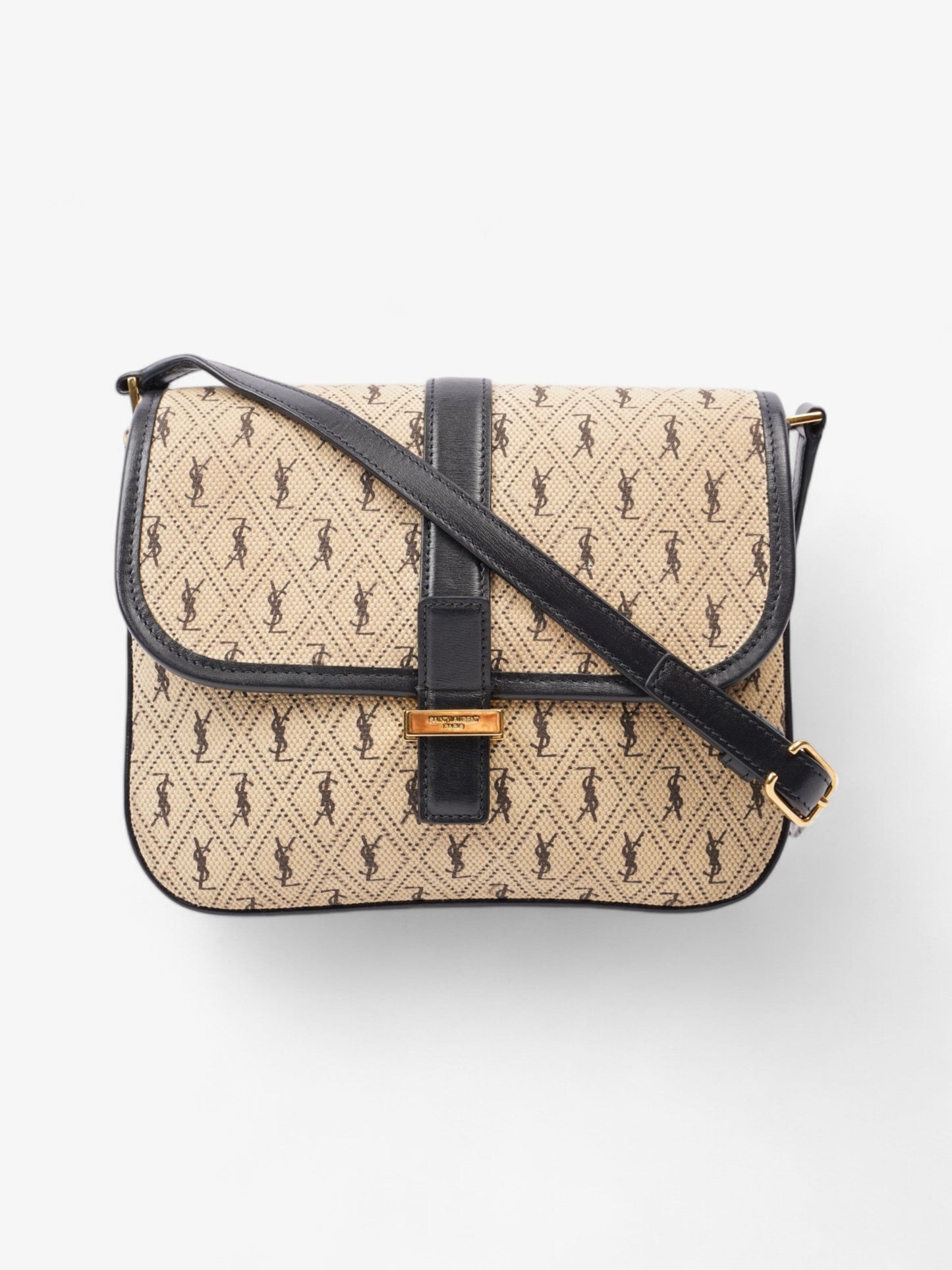 Saint Laurent Monogramme cloth bag Beige / Black Fabric