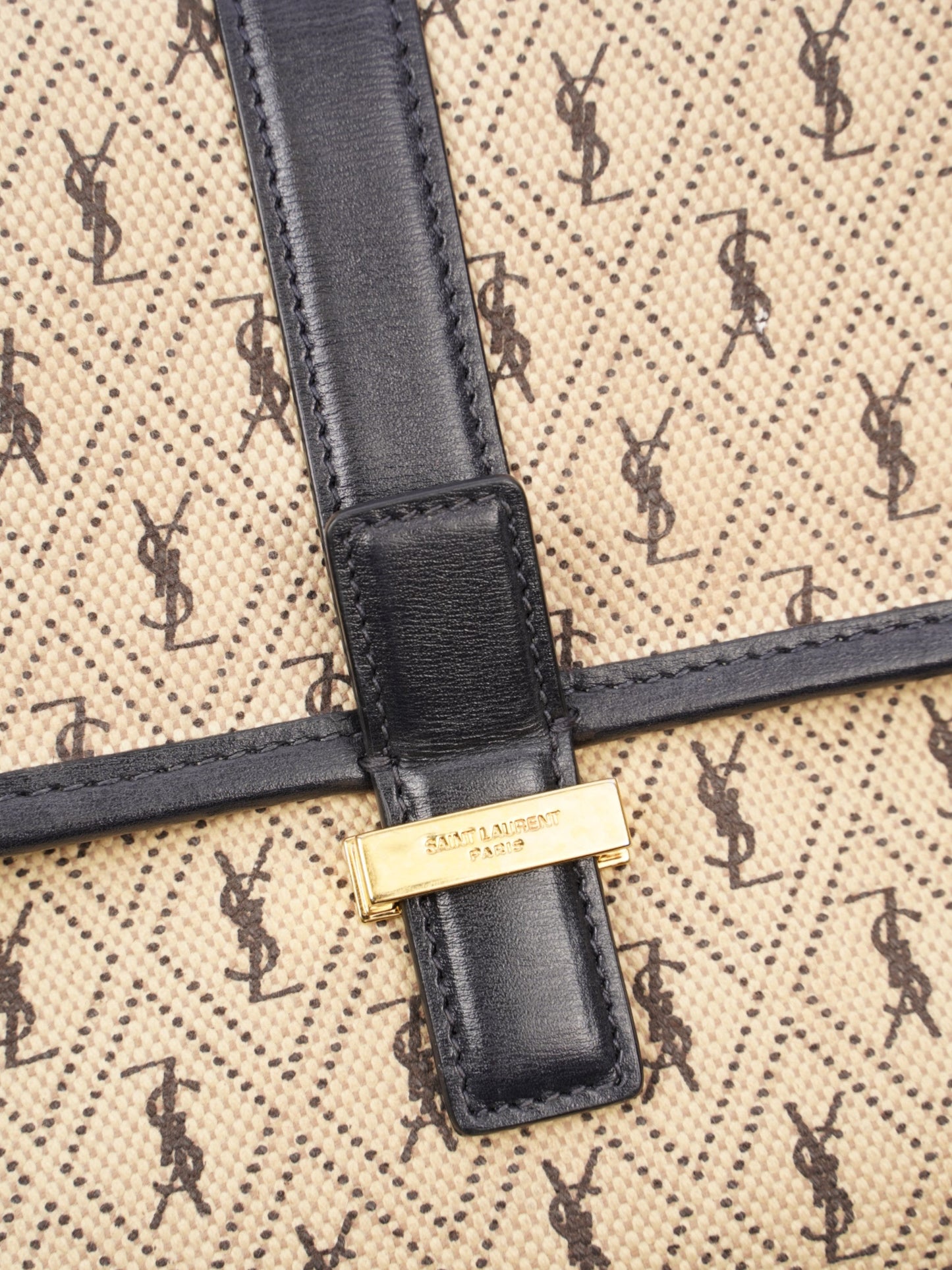 Saint Laurent Monogramme cloth bag Beige / Black Fabric