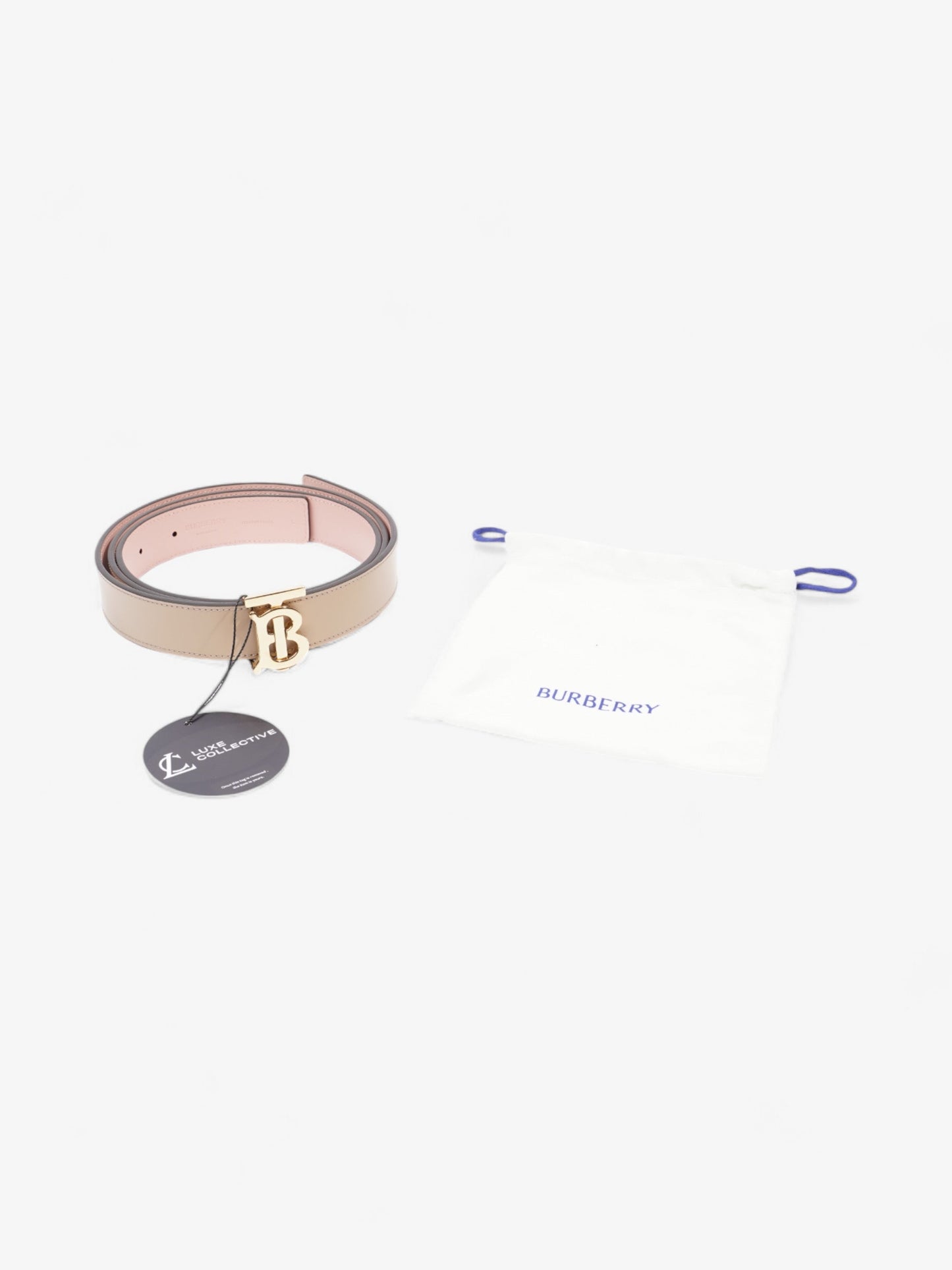 Burberry TB Belt Reversible Oat Beige / Dusty Pink  Leather Large - 137cm