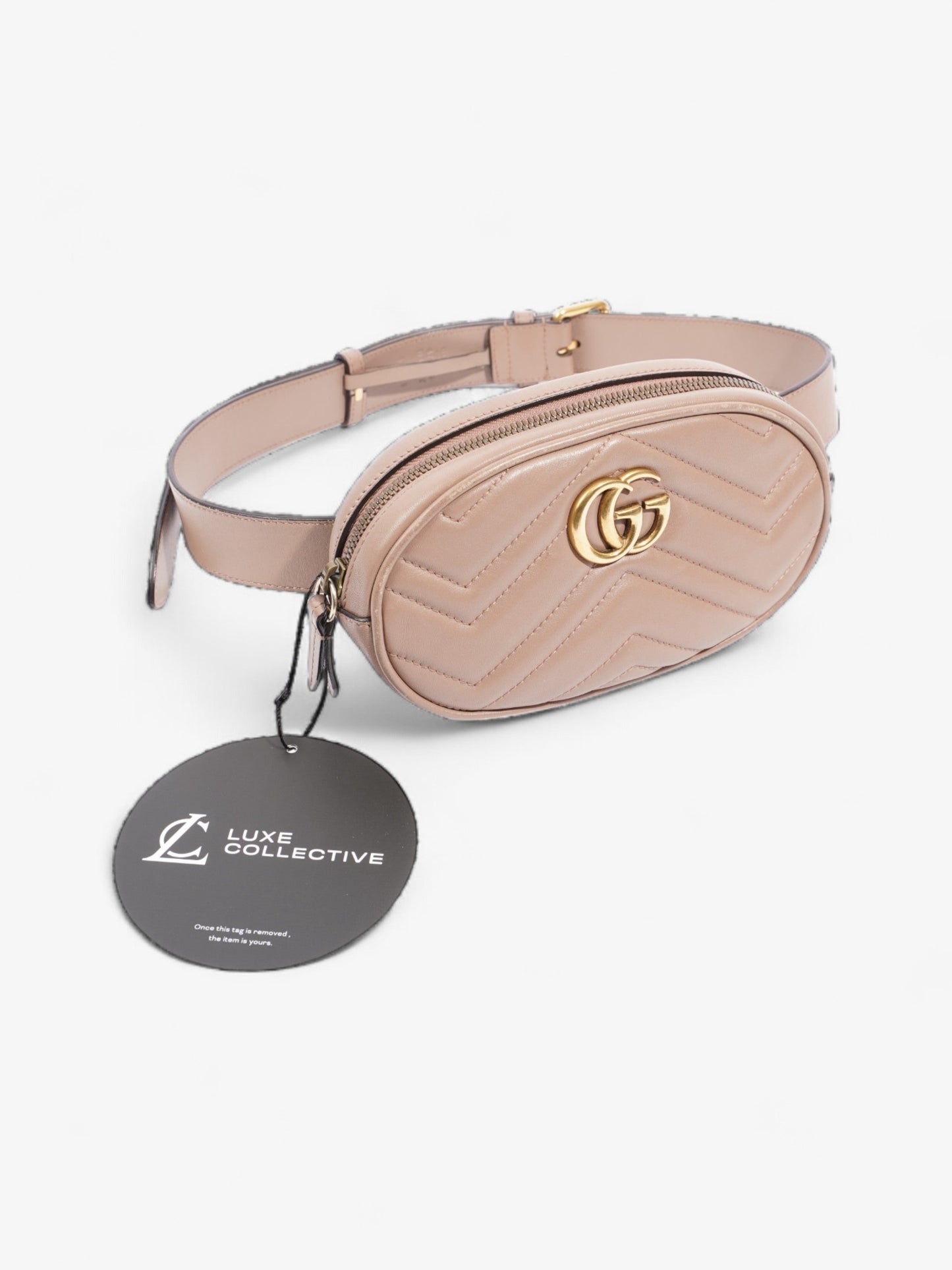 Gucci GG Marmont Belt Bag Porcelain Rose Matelasse Leather