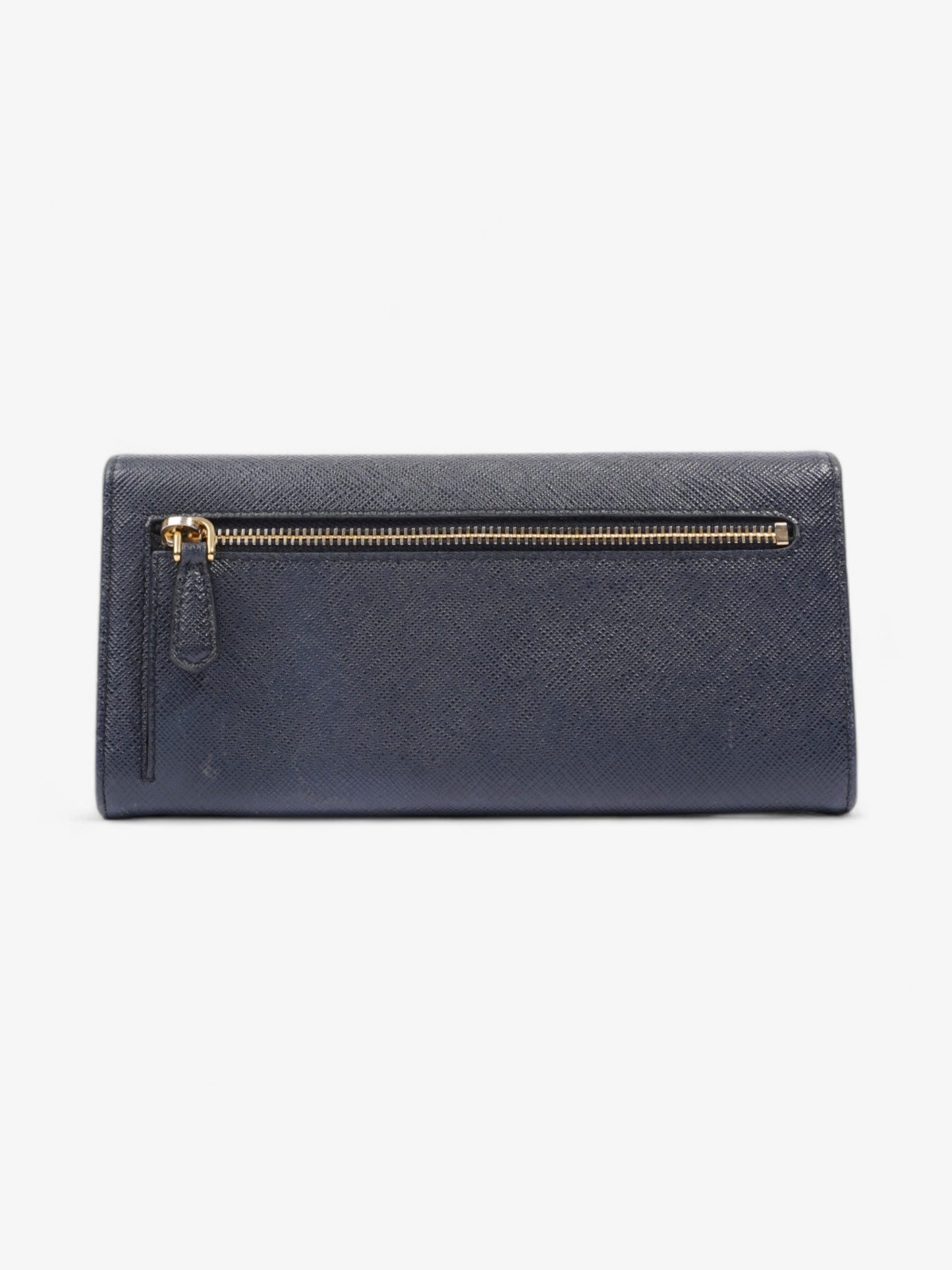Prada Continental Wallet Navy Blue Saffiano Leather