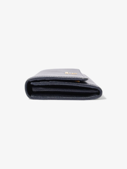 Prada Continental Wallet Navy Blue Saffiano Leather