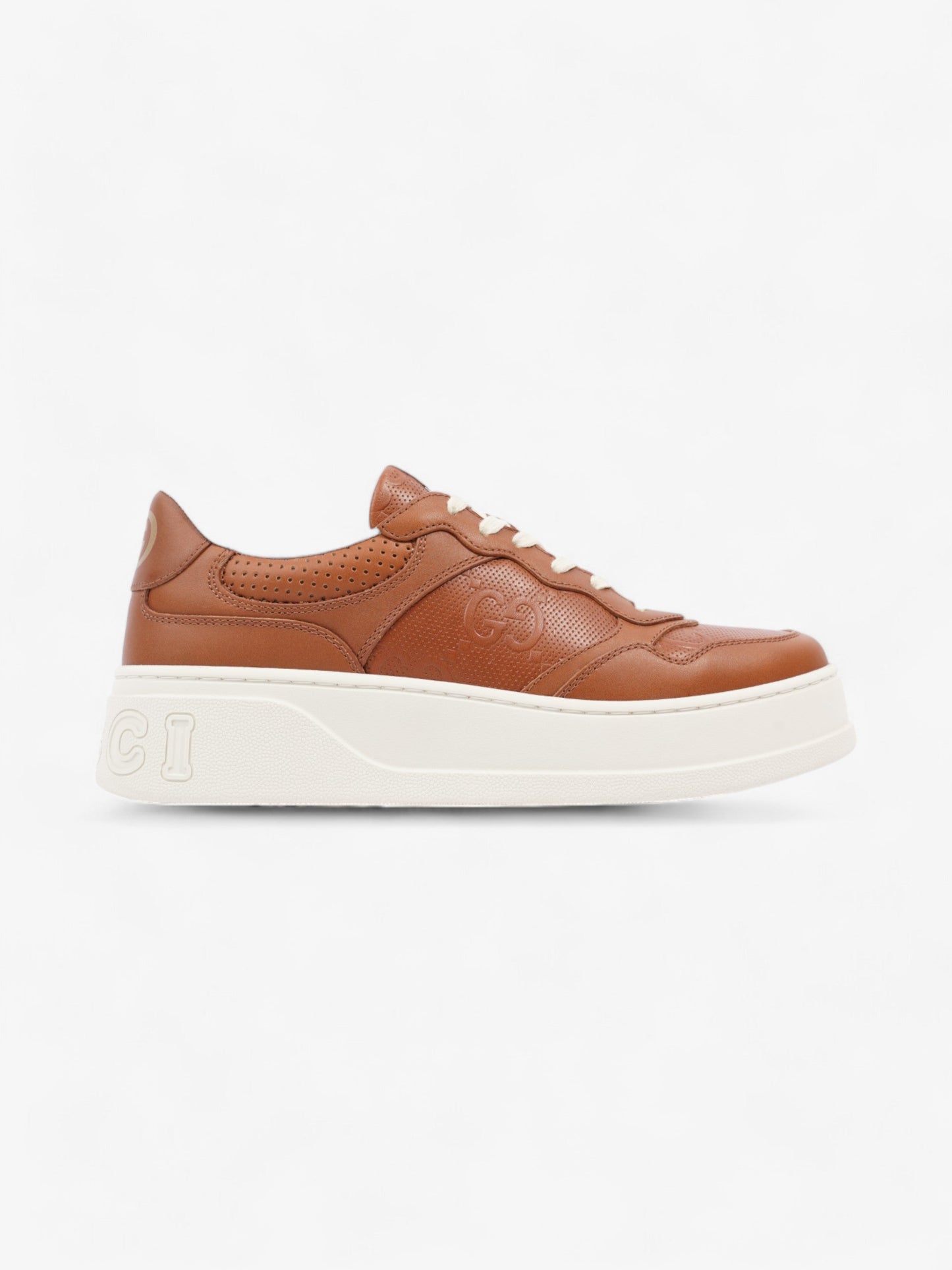 Gucci Chunky GG Embossed Sneakers Brown / White Leather EU 41.5 UK 7.5