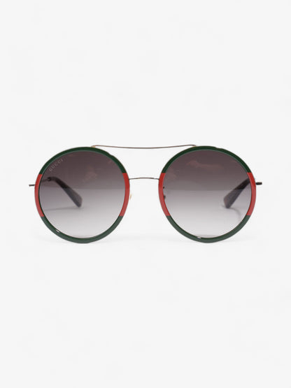 Gucci Round Sunglasses Green / Red Base Metal 140mm