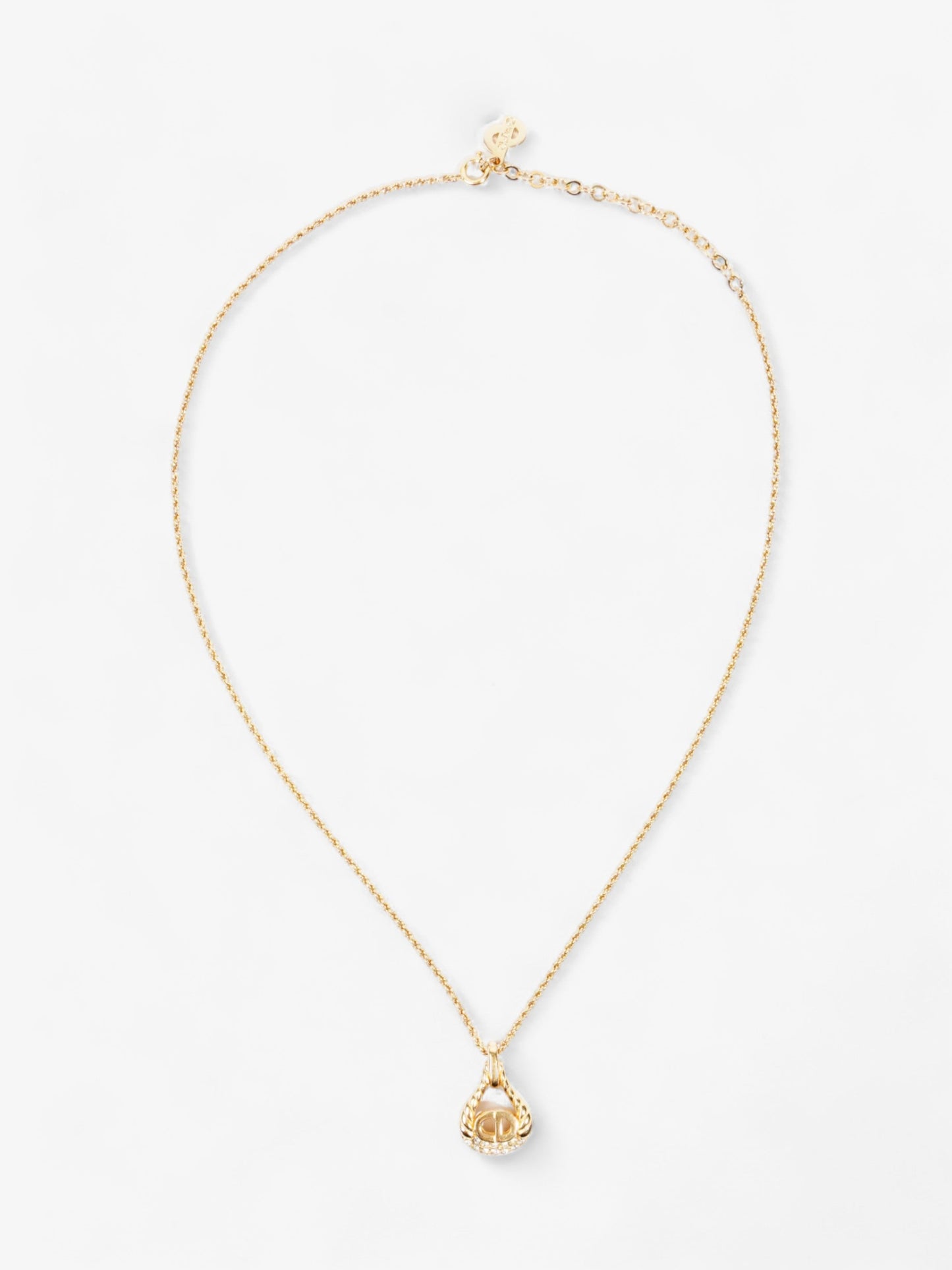 Christian Dior CD Pendant Logo Necklace Gold Base Metal