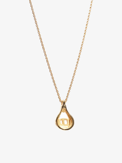 Christian Dior CD Pendant Logo Necklace Gold Base Metal