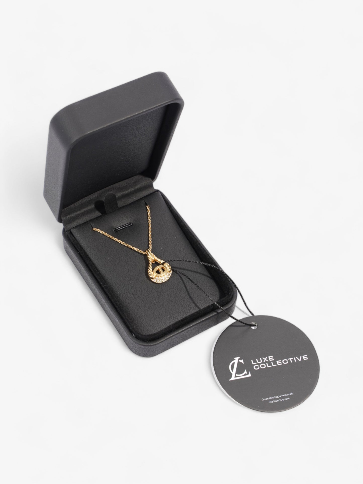Christian Dior CD Pendant Logo Necklace Gold Base Metal