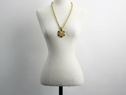 Chanel Vintage 94A Grapevine Gold Plated Medal Long Necklace