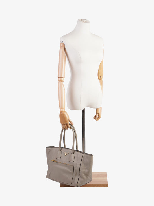 Prada Shopping Tote Grey Leather
