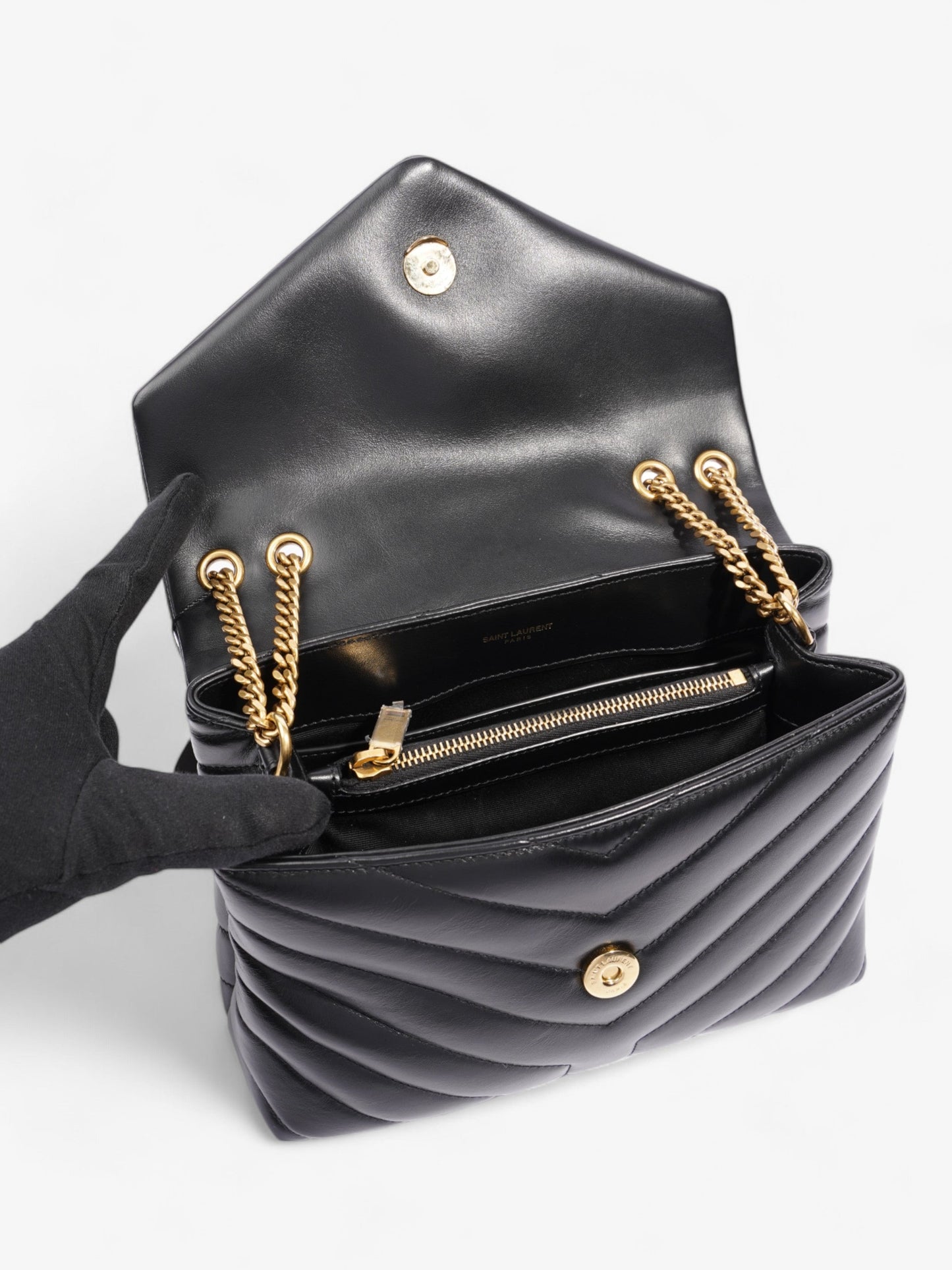 Saint Laurent Lou Lou Black Matelasse Leather Small