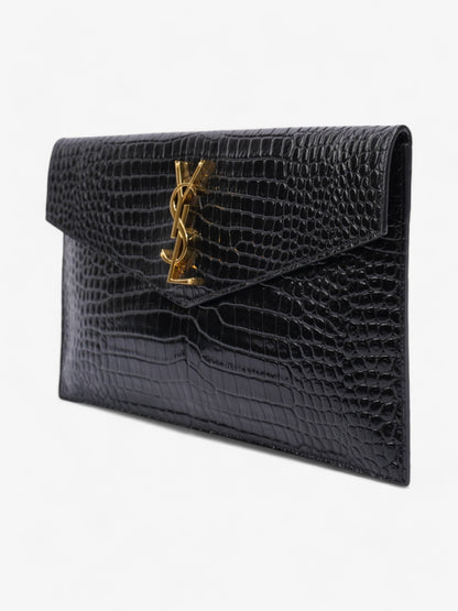 Saint Laurent Uptown Clutch Black Embossed Leather