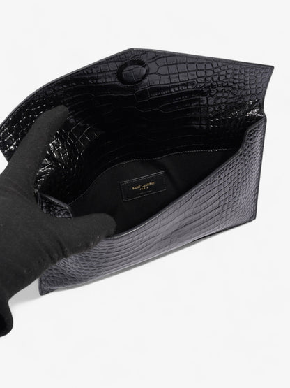 Saint Laurent Uptown Clutch Black Embossed Leather