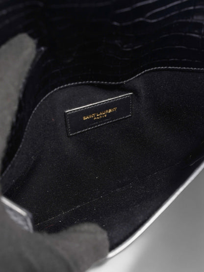 Saint Laurent Uptown Clutch Black Embossed Leather
