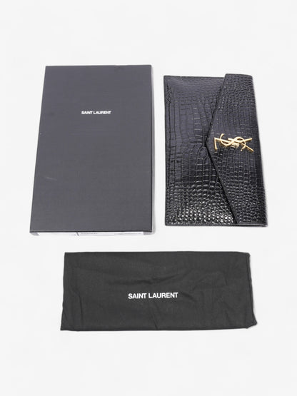 Saint Laurent Uptown Clutch Black Embossed Leather