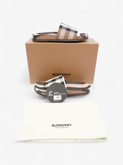 Burberry Check Slide Dark Birch Brown Cotton EU 43 UK 9