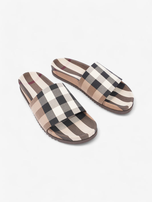 Burberry Check Slide Dark Birch Brown Cotton EU 43 UK 9