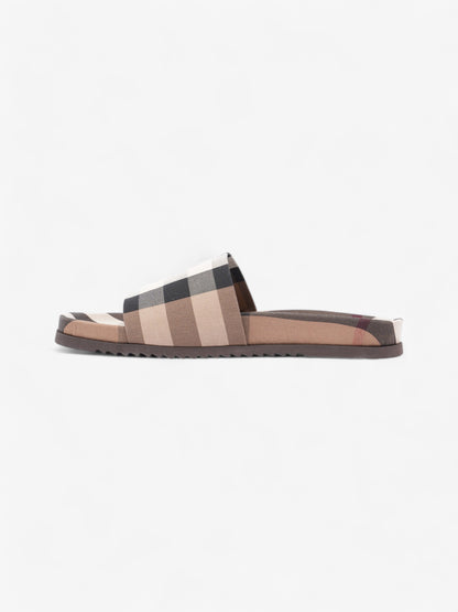 Burberry Check Slide Dark Birch Brown Cotton EU 43 UK 9