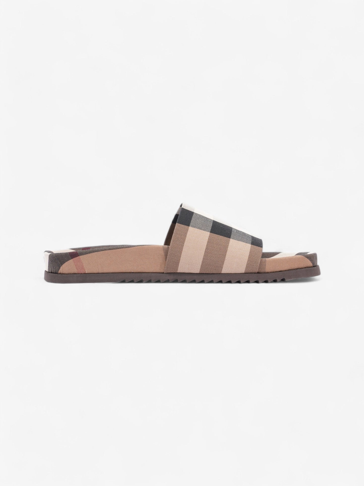 Burberry Check Slide Dark Birch Brown Cotton EU 43 UK 9