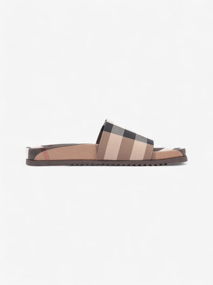 Burberry Check Slide Dark Birch Brown Cotton EU 43 UK 9