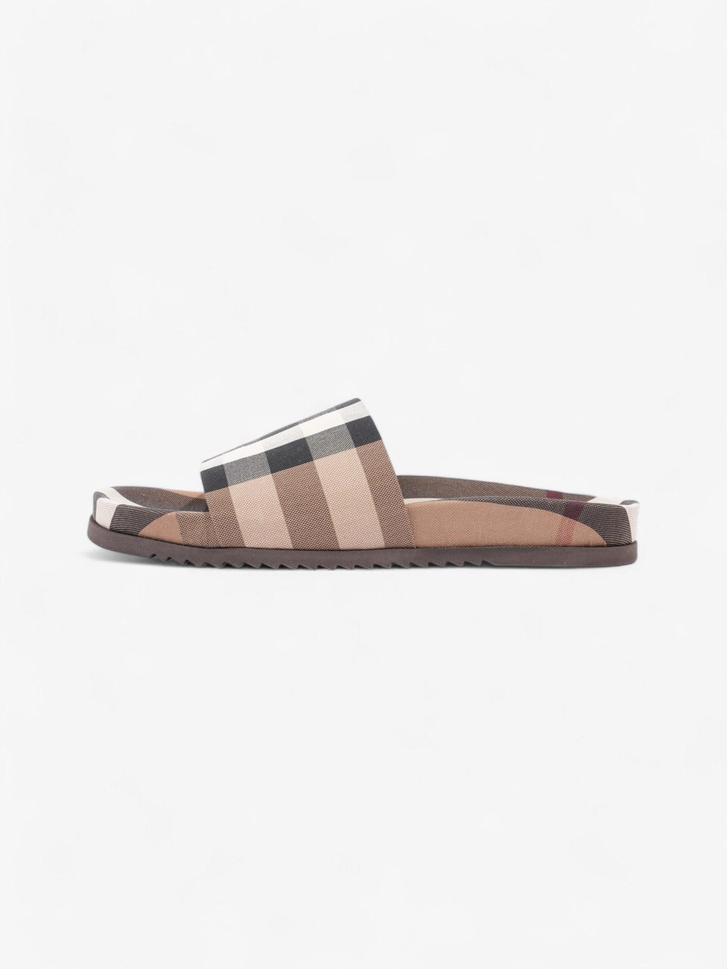 Burberry Check Slide Dark Birch Brown Cotton EU 43 UK 9