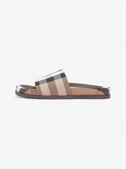Burberry Check Slide Dark Birch Brown Cotton EU 43 UK 9