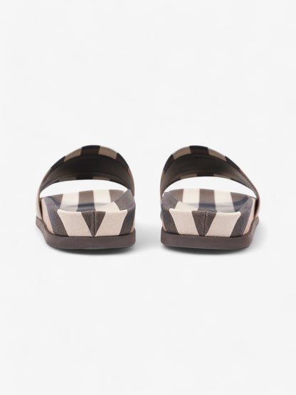 Burberry Check Slide Dark Birch Brown Cotton EU 43 UK 9