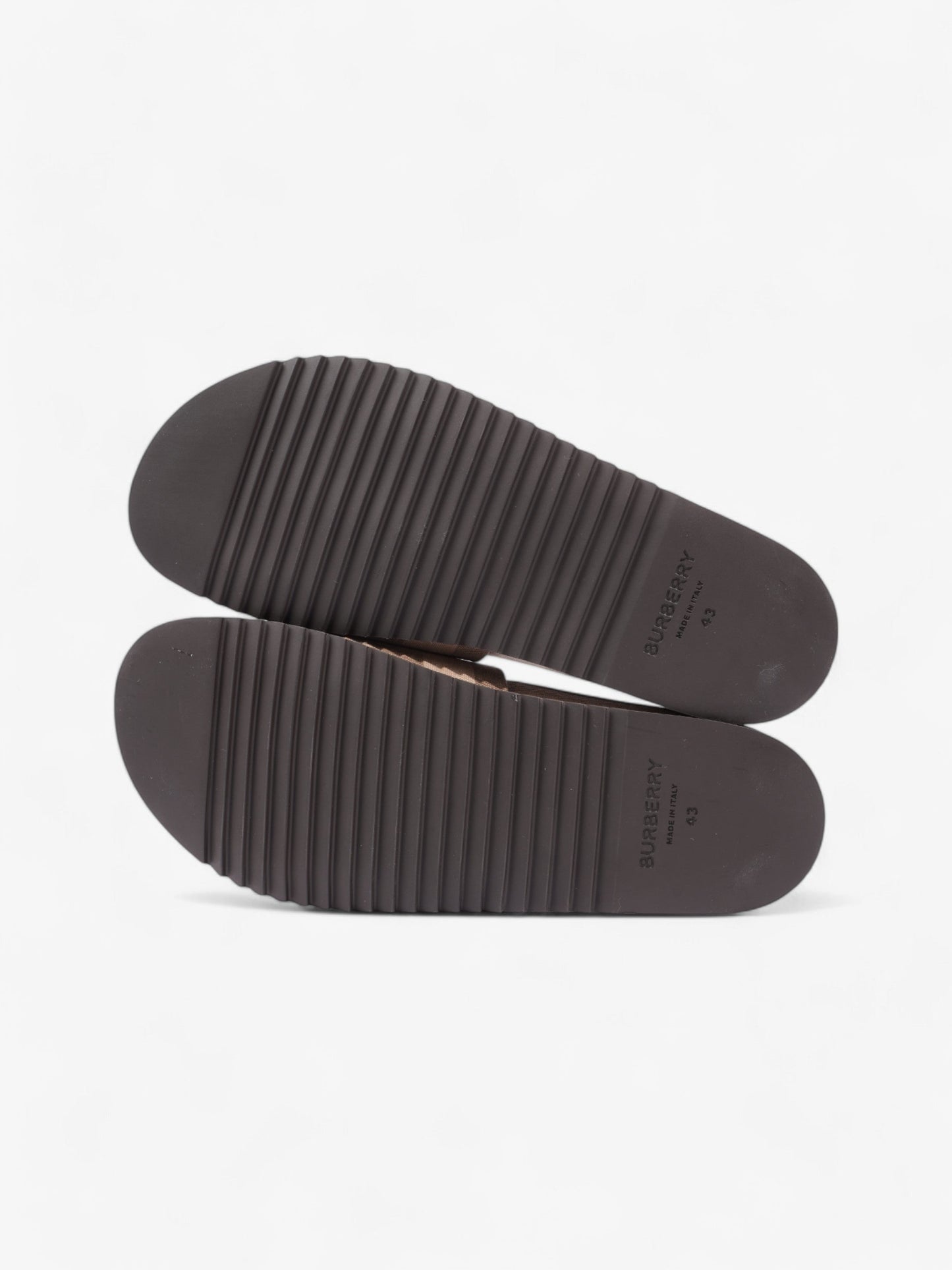 Burberry Check Slide Dark Birch Brown Cotton EU 43 UK 9