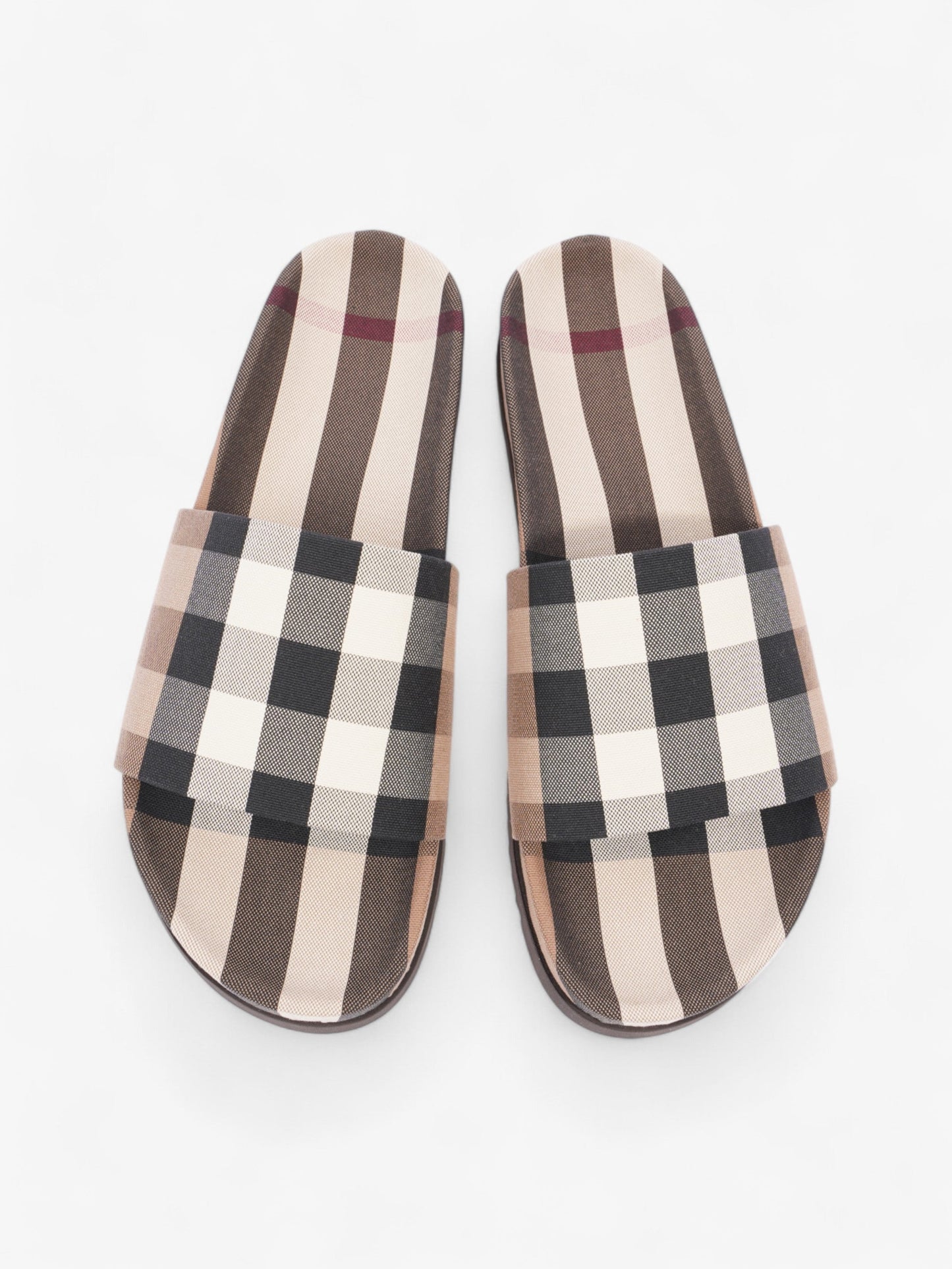Burberry Check Slide Dark Birch Brown Cotton EU 43 UK 9