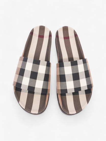 Burberry Check Slide Dark Birch Brown Cotton EU 43 UK 9
