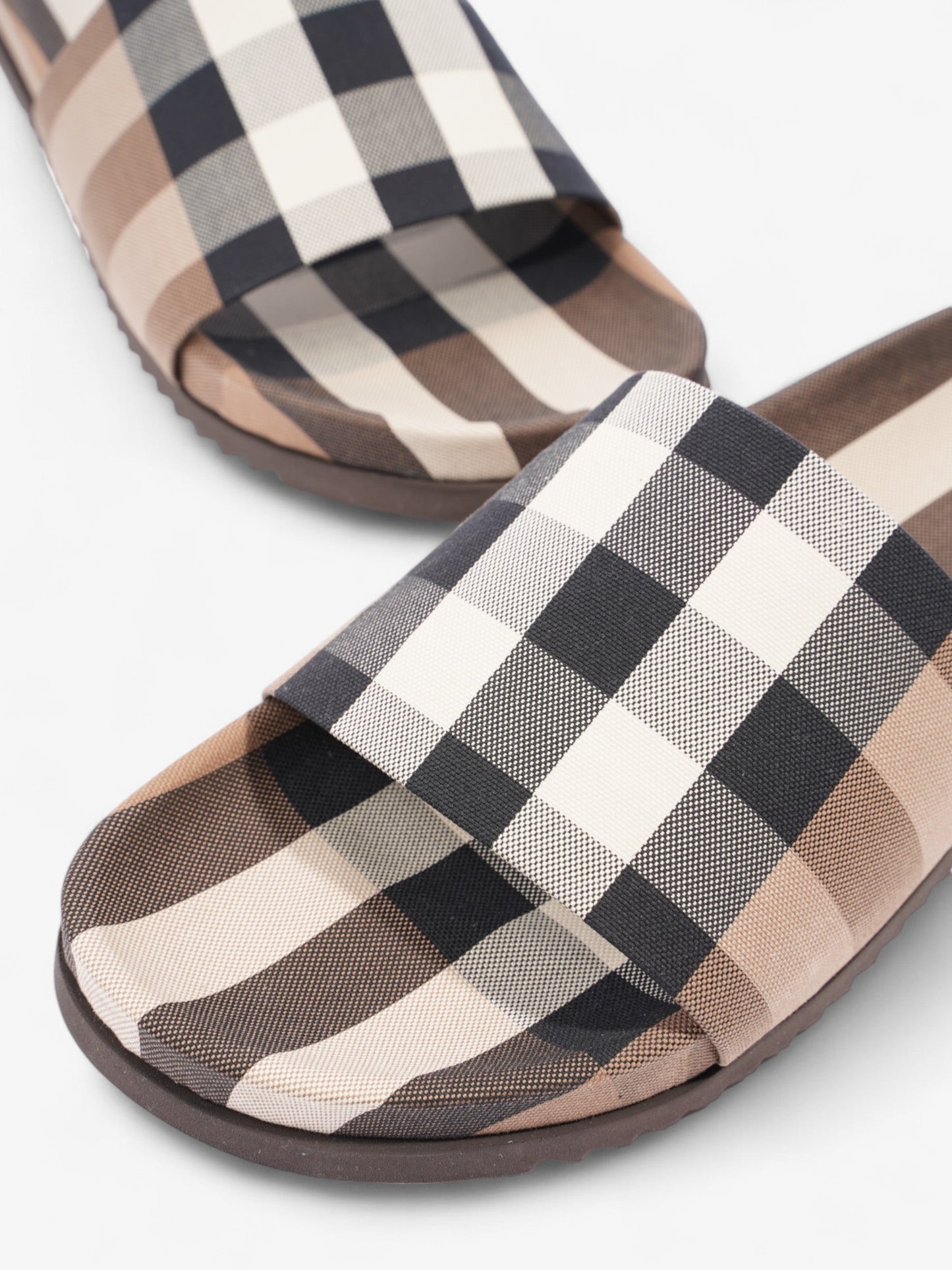 Burberry Check Slide Dark Birch Brown Cotton EU 43 UK 9