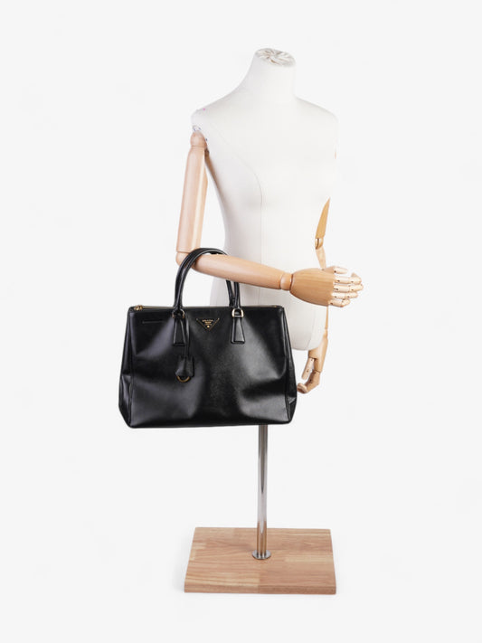Prada Galleria Double Zip Tote Black Saffiano Leather Large