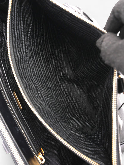 Prada Galleria Double Zip Tote Black Saffiano Leather Large