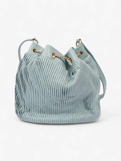Chanel Pleated Drawstring Light Blue Leather