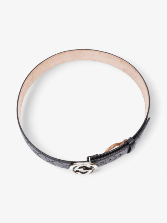 Gucci Interlocking G Belt Black GG Supreme Leather 90cm 36"