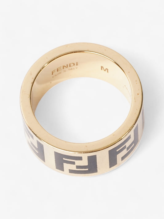Fendi FF Ring Gold / Black Base Metal Medium - 55mm